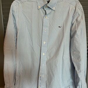 Vineyard Vines Whale Shirt Light Blue Checkered Shirt